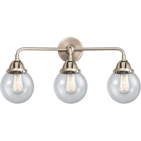 Nouveau 2 Beacon LED 24 inch Black Antique Brass and Matte Black Bath Vanity Light Wall Light in Seedy Glass