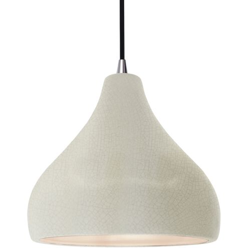 Radiance LED 11.5 inch White Crackle and Brushed Nickel Pendant Ceiling Light