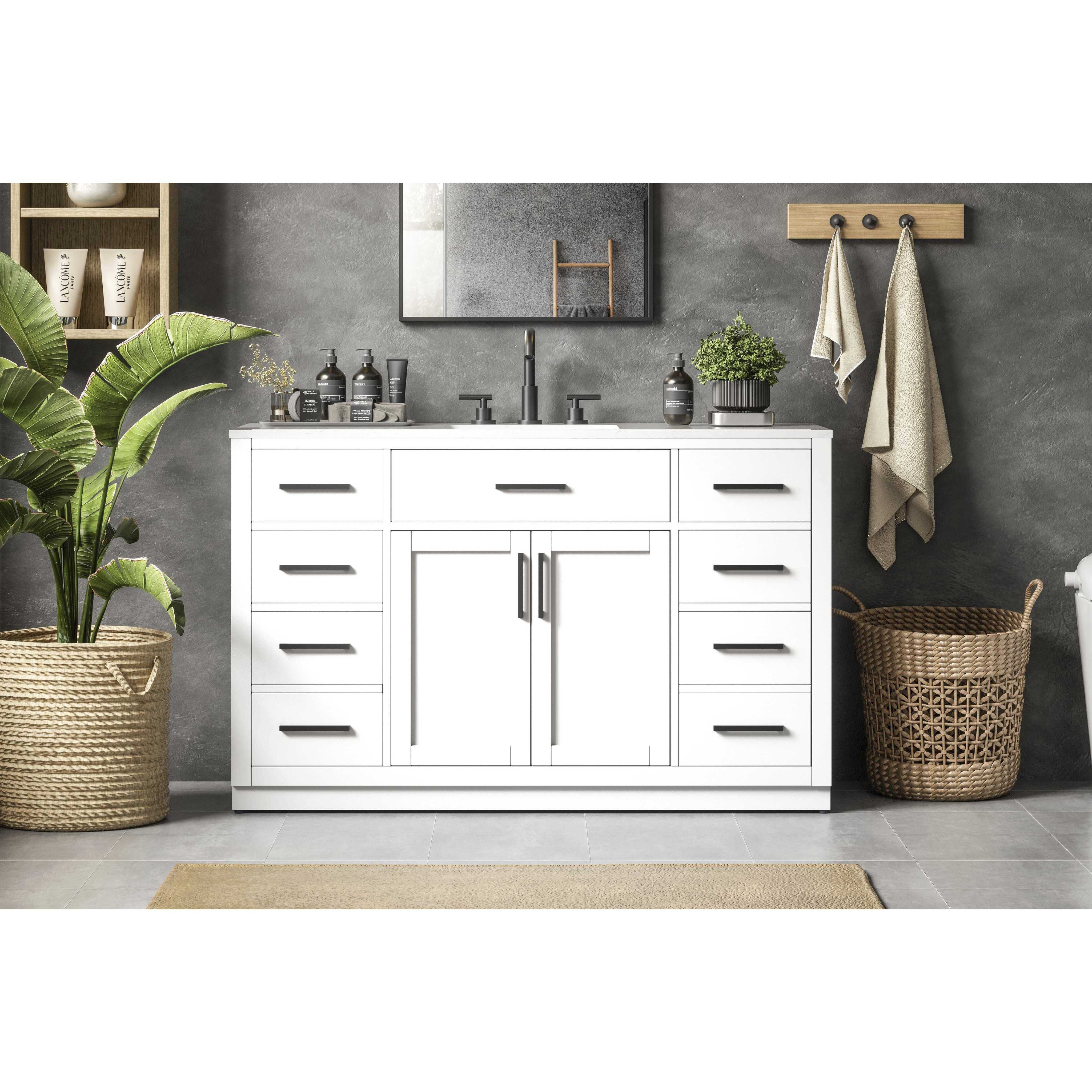 Alden 54 X 35 inch White Bathroom Vanity Cabinet