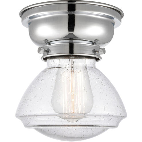 Aditi Olean LED 7 inch Polished Chrome Flush Mount Ceiling Light in Seedy Glass, Aditi