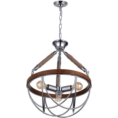 Parana 3 Light 18 inch Chrome Down Chandelier Ceiling Light