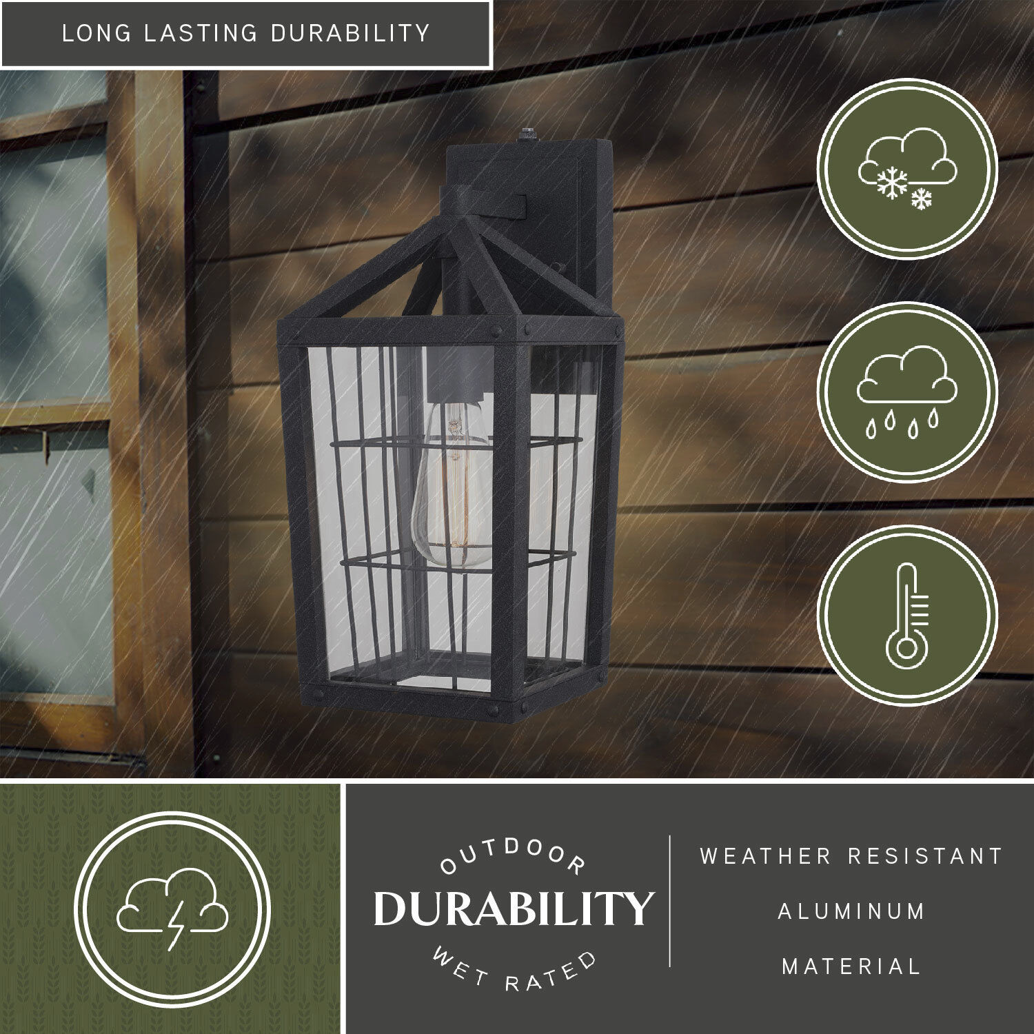 Gage LED 15 inch Volcanic Black Outdoor Wall