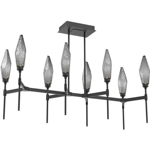 Rock Crystal LED Matte Black Linear Pendant Ceiling Light in Chilled Smoke, 2700K LED