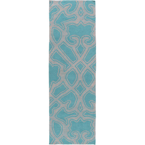 Paddington 96 X 30 inch Teal, Medium Gray Rug
