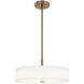 Textile Collection - Genova Family 18 inch Brushed Brass Pendant Ceiling Light in 18" D x 18" W x 7.5" H, White Linen, EVOLV