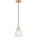 Ballston Castile LED 6 inch Satin Gold Mini Pendant Ceiling Light in White Glass, Ballston