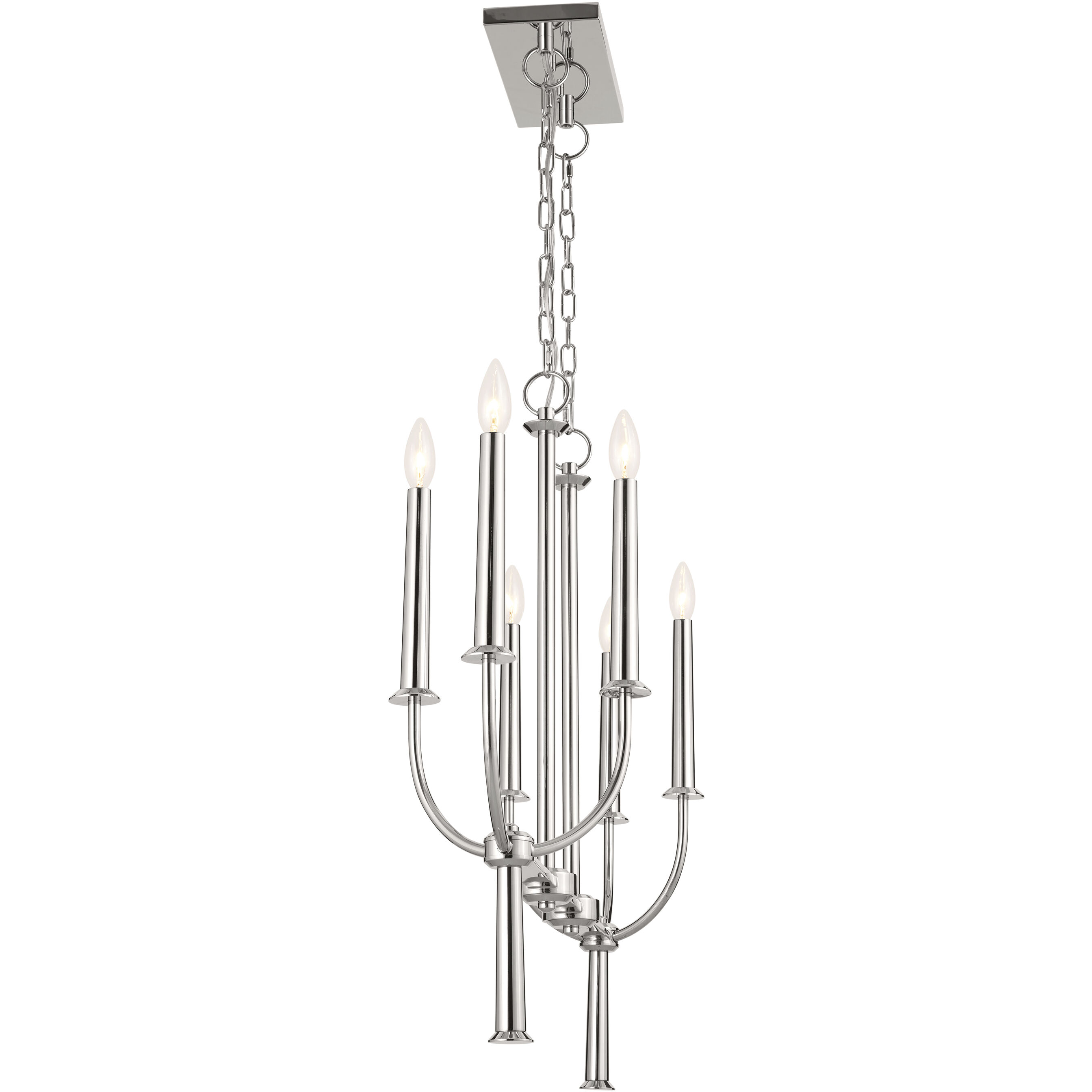 Florence 6 Light 10 inch Polished Nickel Chandelier Linear Ceiling Light