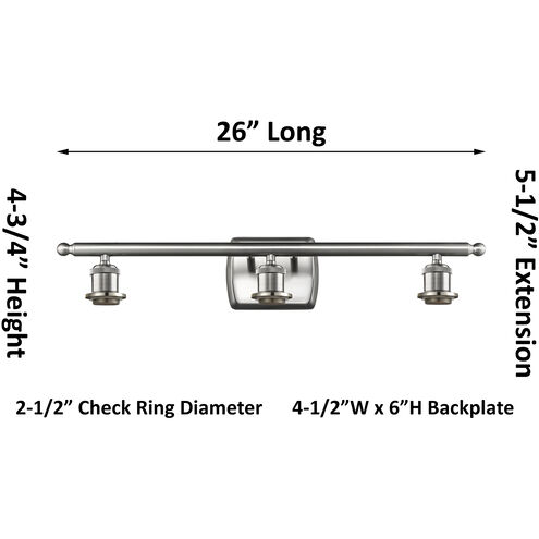 Nestbrook 3 Light 26 inch Antique Brass Bath Vanity Light Wall Light