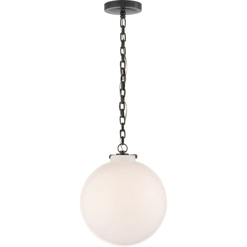 Thomas O'Brien Katie4 1 Light 12 inch Bronze Globe Pendant Ceiling Light in White Glass