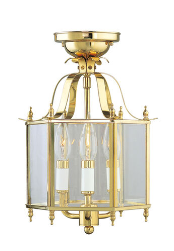 Livingston 3 Light 10 inch Polished Brass Convertible Mini Pendant/Ceiling Mount Ceiling Light