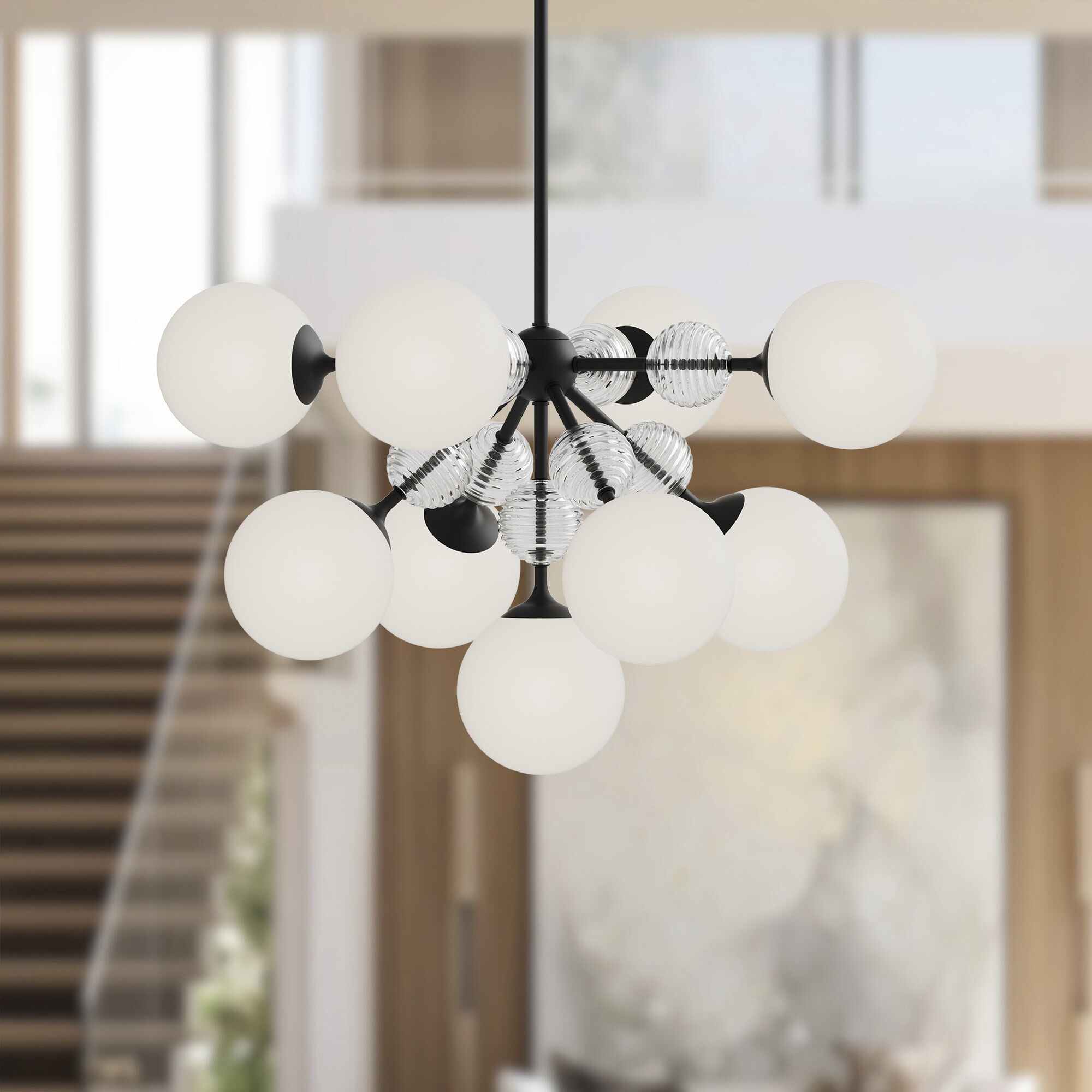 Alora Mood Celia 9 Light 30.25 inch Matte Black Chandelier Ceiling Light