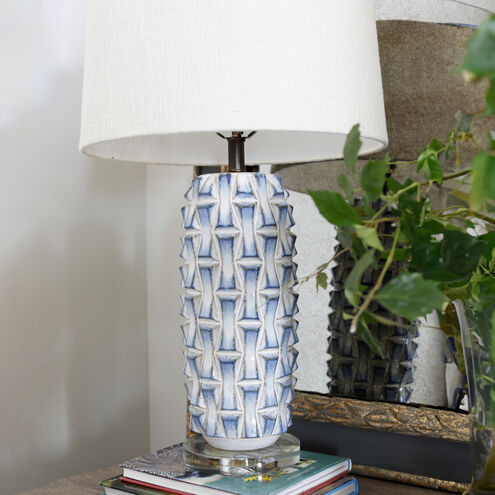 Kelly 30.5 inch Blue and White Ceramic / Burnished Bronze Table Lamp Portable Light