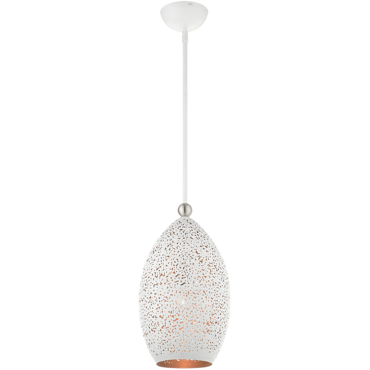 Charlton 1 Light 9 inch White with Brushed Nickel Accents Pendant Ceiling Light