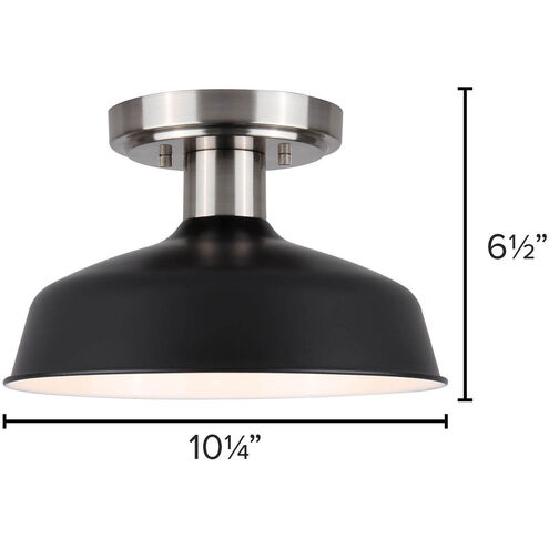 Bello 1 Light 10 inch Brushed Nickel/Matte Black Semi Flush Ceiling Light
