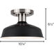 Bello 1 Light 10 inch Brushed Nickel/Matte Black Semi Flush Ceiling Light