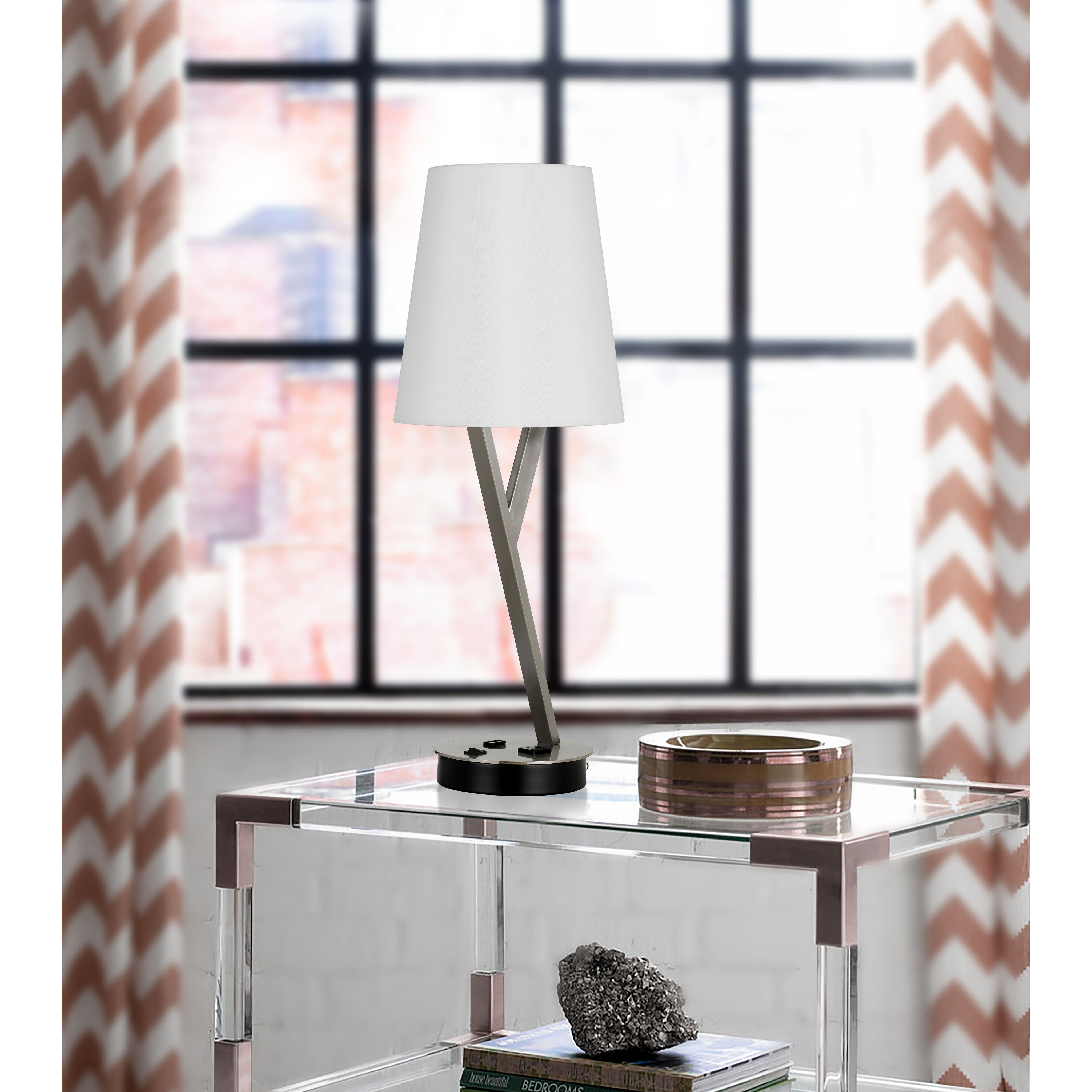 Alester 27 inch 60 watt Brushed Steel Table Lamp Portable Light