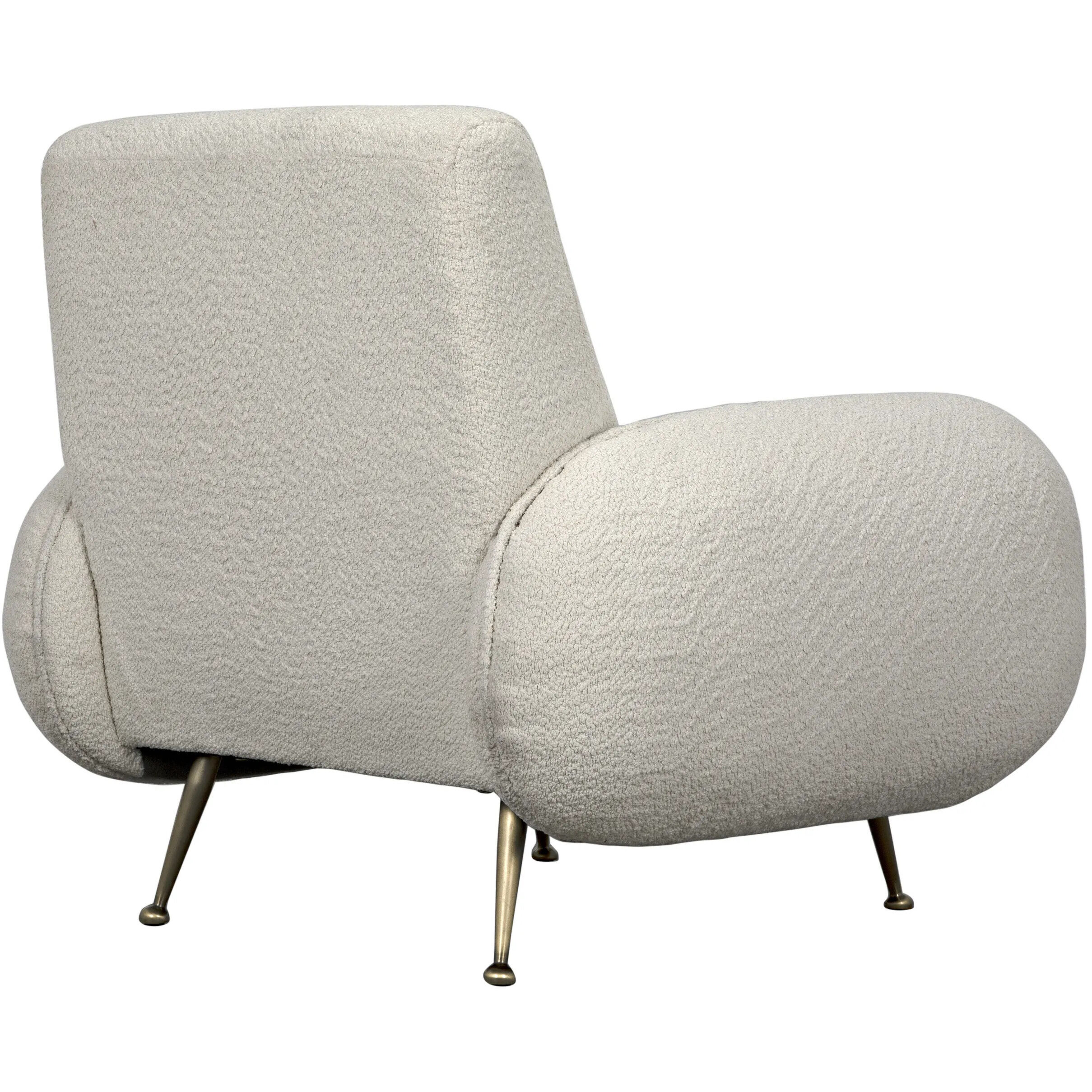 Hera Antique Brass and Off White fabric Occasional Chair