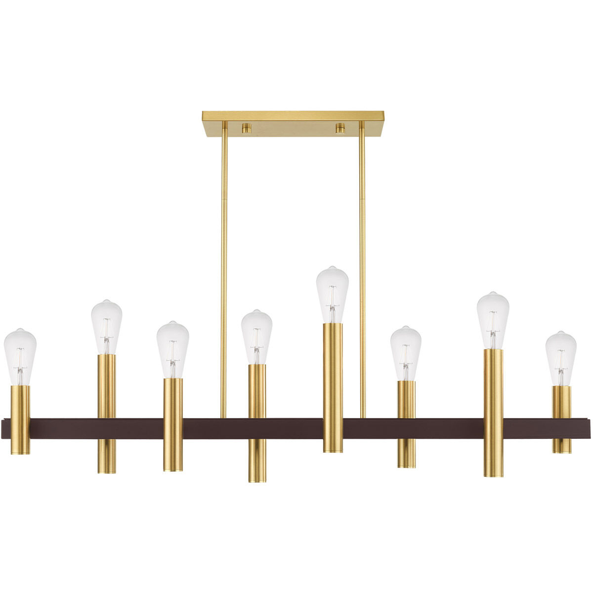 Helsinki 8 Light 10 inch Satin Brass with Bronze Accents Chandelier Ceiling Light