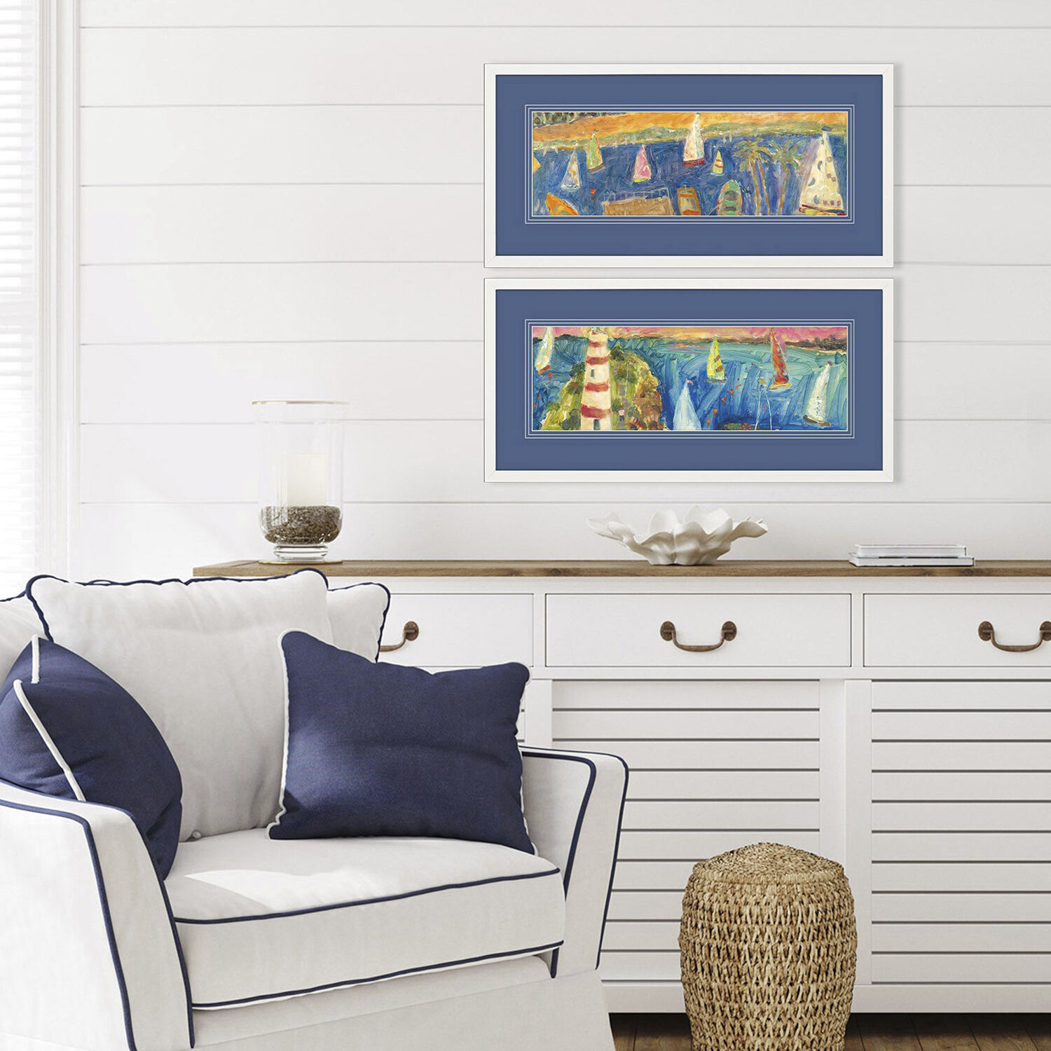 Sitting on the Dock Blue and Multi and Red and Green Framed Art, Propac