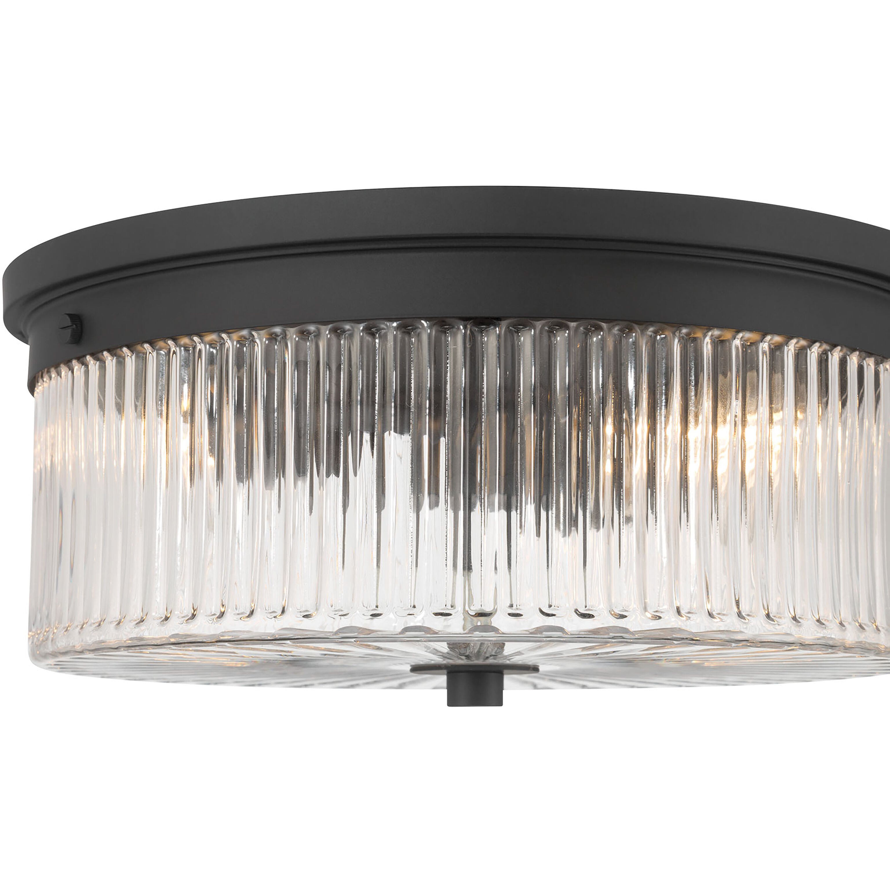 Virette 2 Light 13.25 inch Matte Black and Vintage Brass Flush Mount Ceiling Light