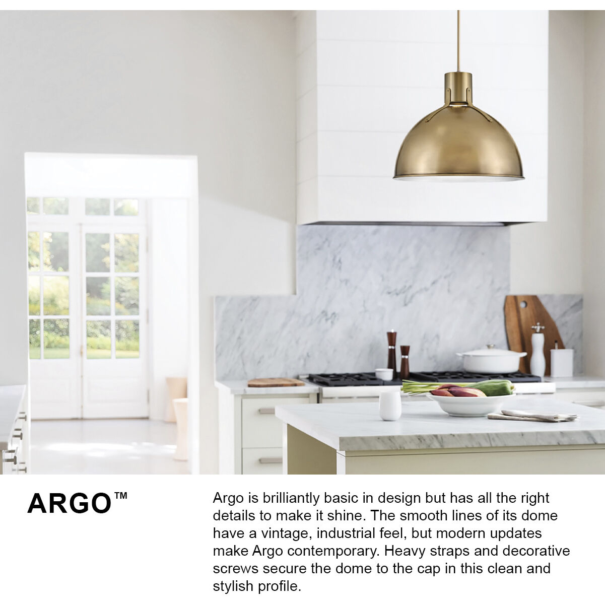 Argo LED 20 inch Heritage Brass Indoor Pendant Ceiling Light