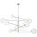 Argento 12 Light 51.18 inch Nickel and Clear Glass Chandelier Ceiling Light, Large