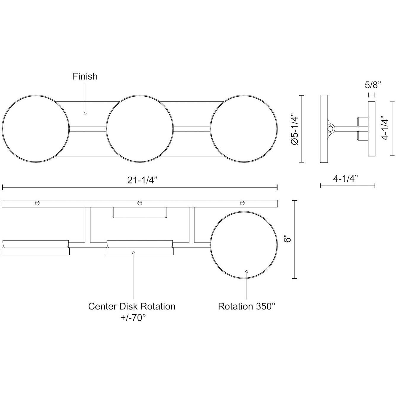 Novel LED 21.25 inch Black Bath Vanity Light Wall Light