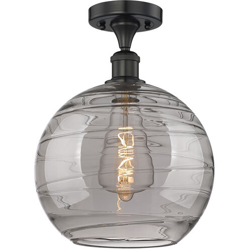 Edison Athens Deco Swirl 1 Light 12 inch Matte Black Semi-Flush Mount Ceiling Light