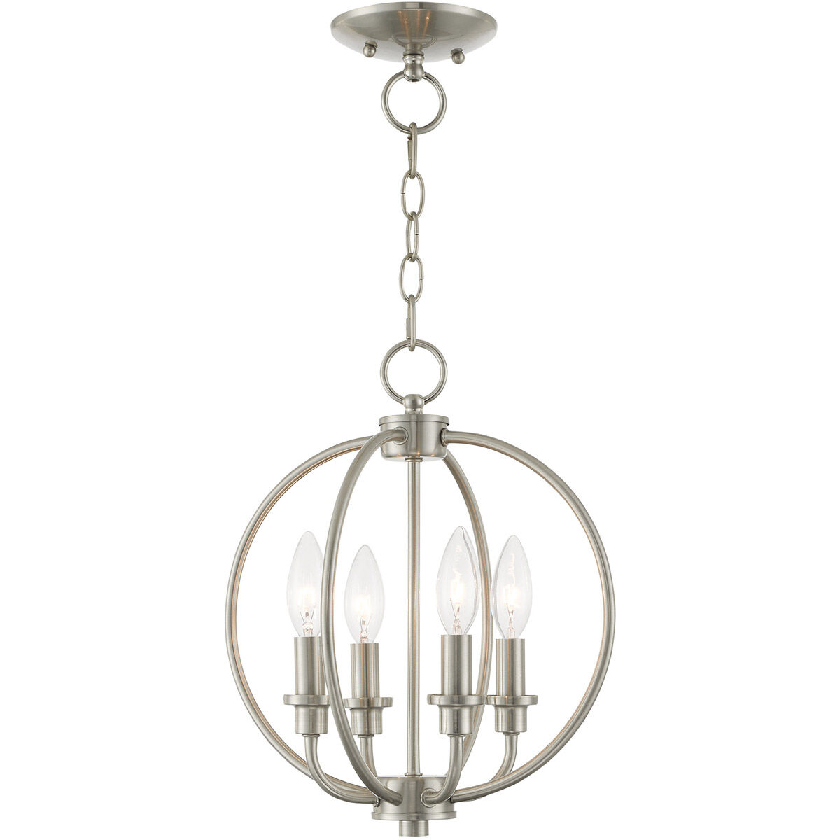 Milania 4 Light 13 inch Brushed Nickel Convertible Mini Chandelier/Ceiling Mount Ceiling Light