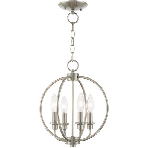 Milania 4 Light 13 inch Brushed Nickel Convertible Mini Chandelier/Ceiling Mount Ceiling Light