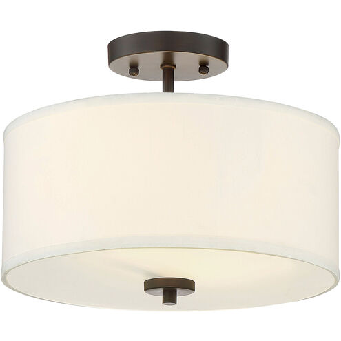 Modern 2 Light 13 inch Oil Rubbed Bronze Semi-Flush Ceiling Light