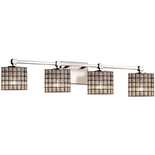 Wire Glass 33.5 inch Brushed Nickel Bath Bar Wall Light