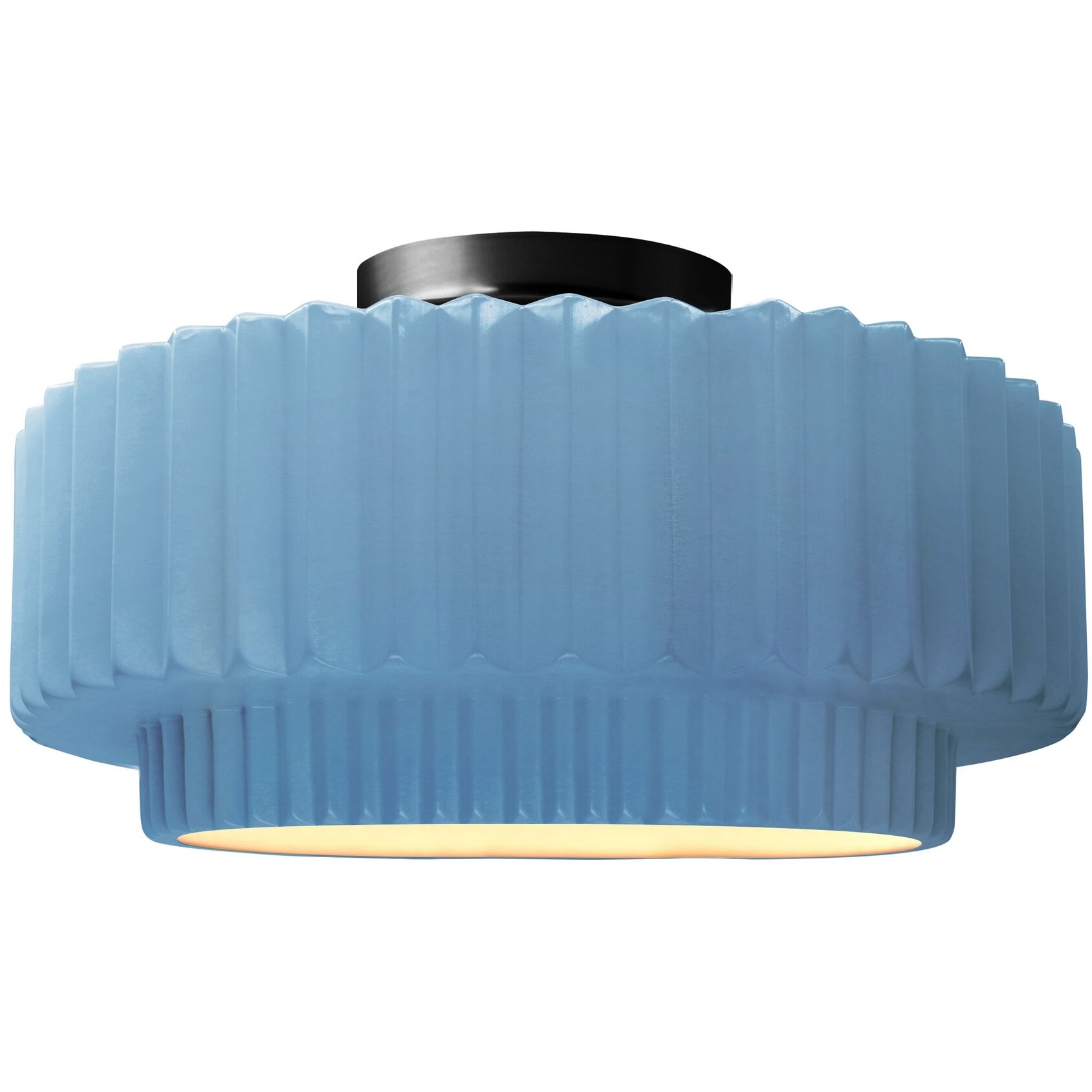 Radiance Collection - Pleated Tier 1 Light 12 inch Sky Blue Semi-Flush Ceiling Light, Form+Finish+Function
