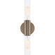 Fusion Collection - Rimini Family 2 Light 4.25 inch Brushed Brass and Clear Ribbed ADA Wall Sconce Wall Light, EVOLV