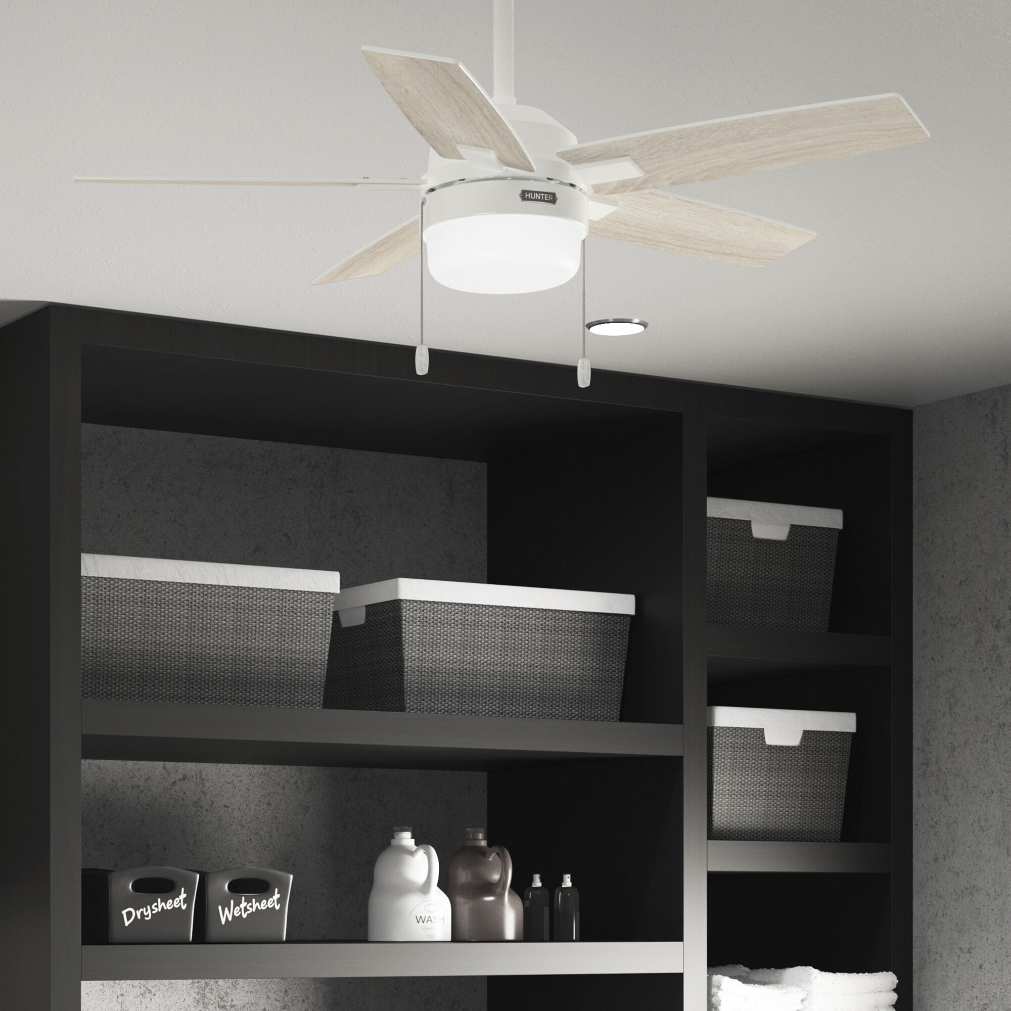 Anisten 44 inch Fresh White with Fresh White/Light Oak Blades Ceiling Fan