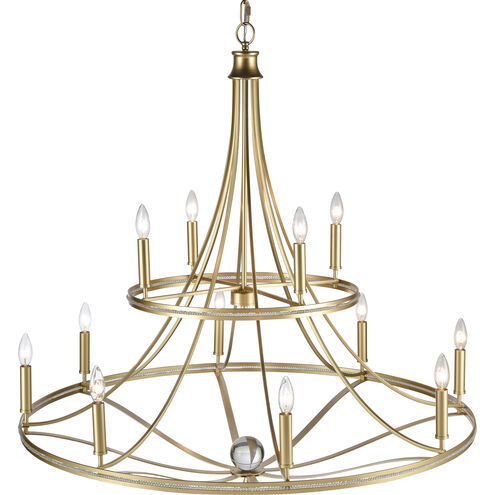 Noura 12 Light 40 inch Champagne Gold and Clear Chandelier Ceiling Light
