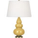 Small Triple Gourd 24.38 inch 150 watt Sunset Yellow Accent Lamp Portable Light in Antique Brass