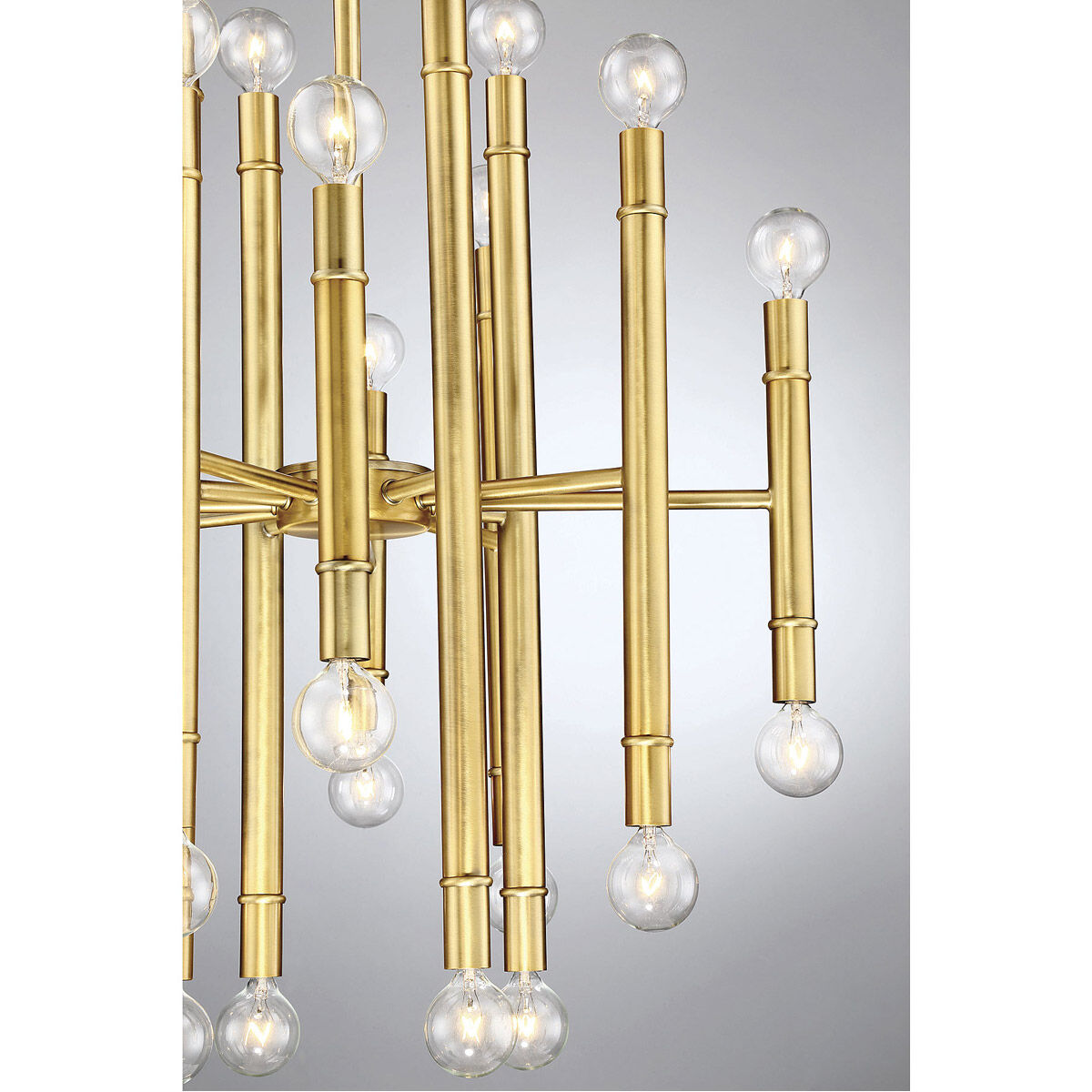 Mid-Century Modern 24 Light 22 inch Natural Brass Chandelier Ceiling Light