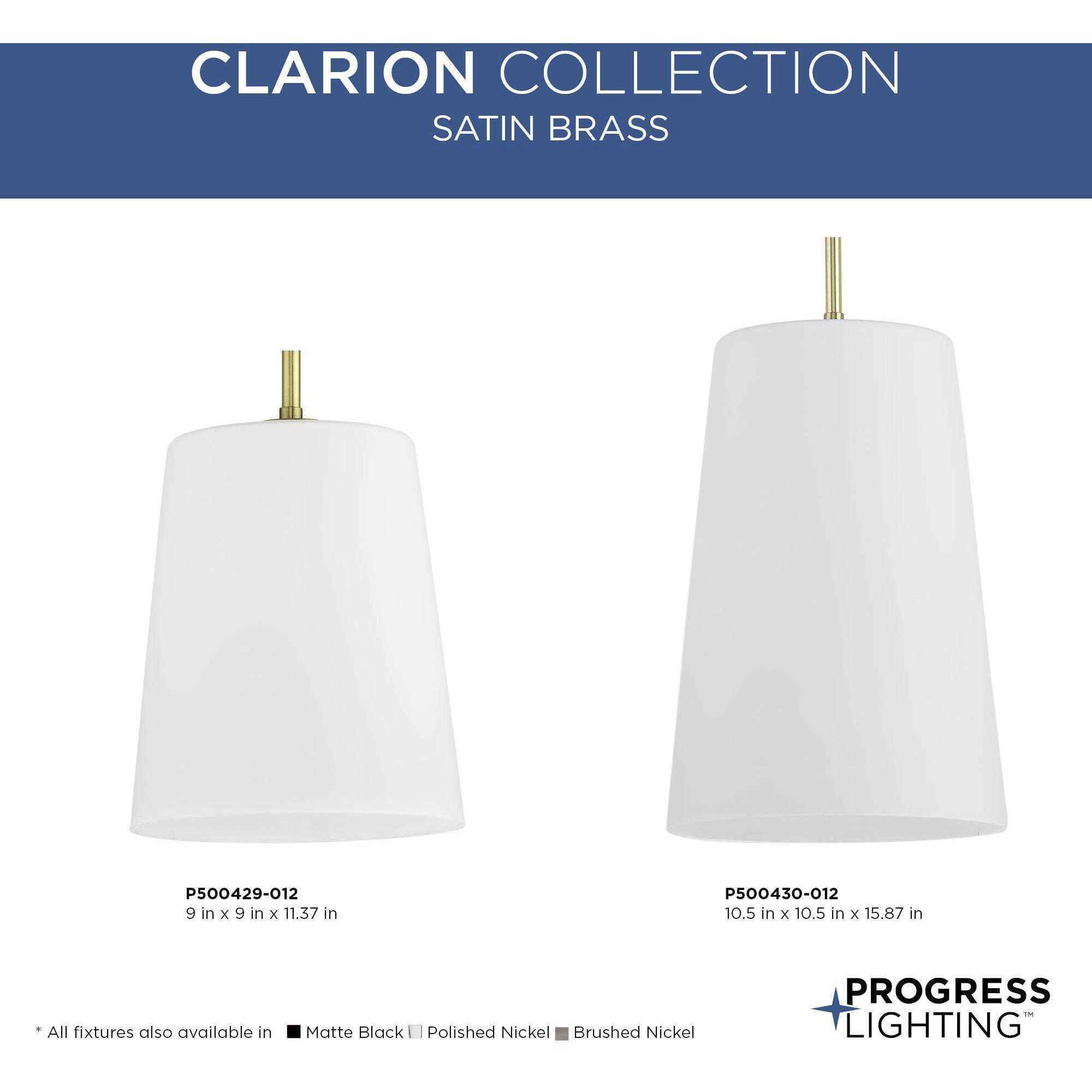 Clarion 1 Light 10.5 inch Satin Brass Pendant Ceiling Light
