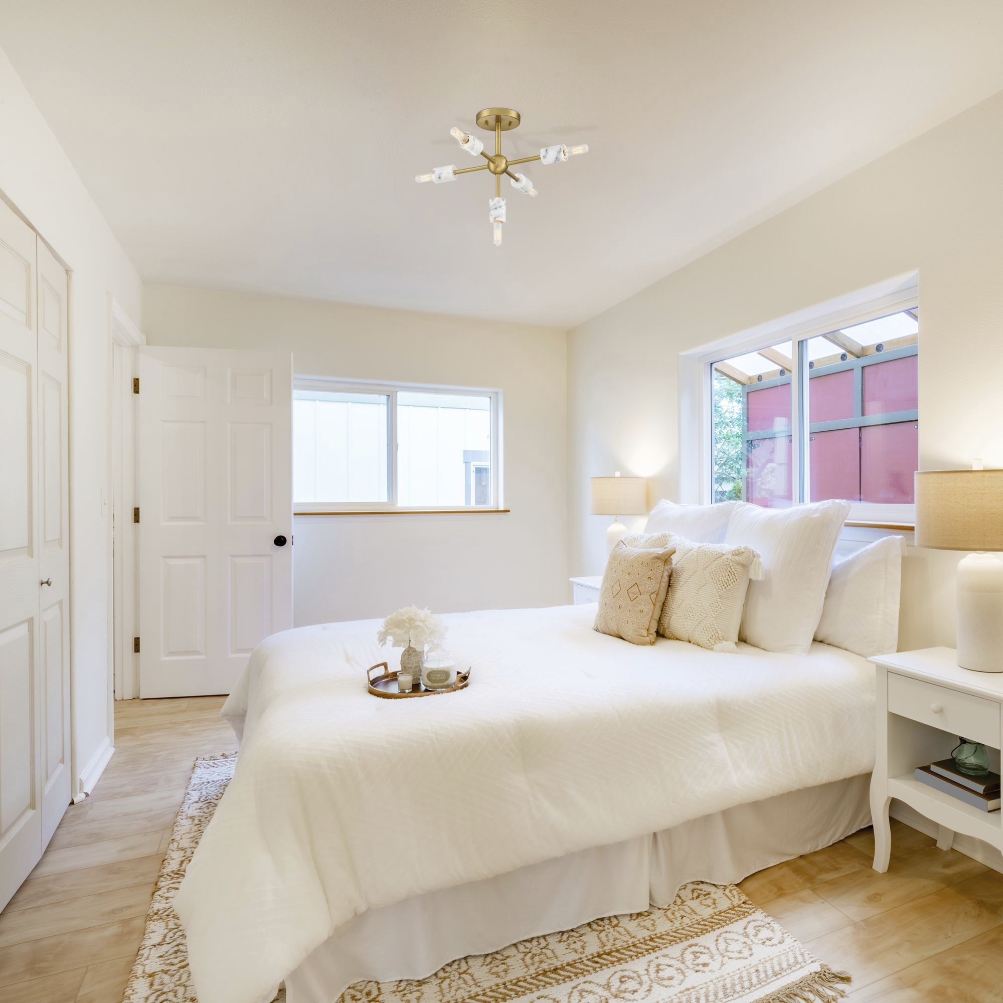 Star Dust 5 Light 16.5 inch Brushed Gold Semi Flush Mount Ceiling Light