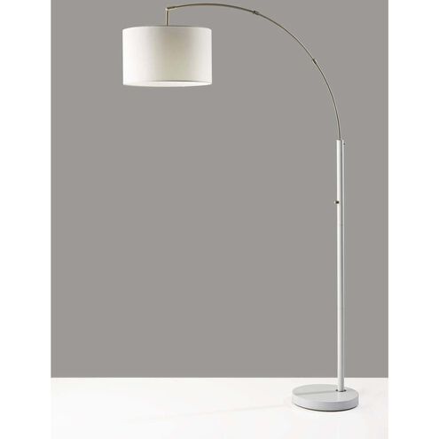 Preston 76 inch 100.00 watt White and Brushed Steel Arc Floor Lamp Portable Light
