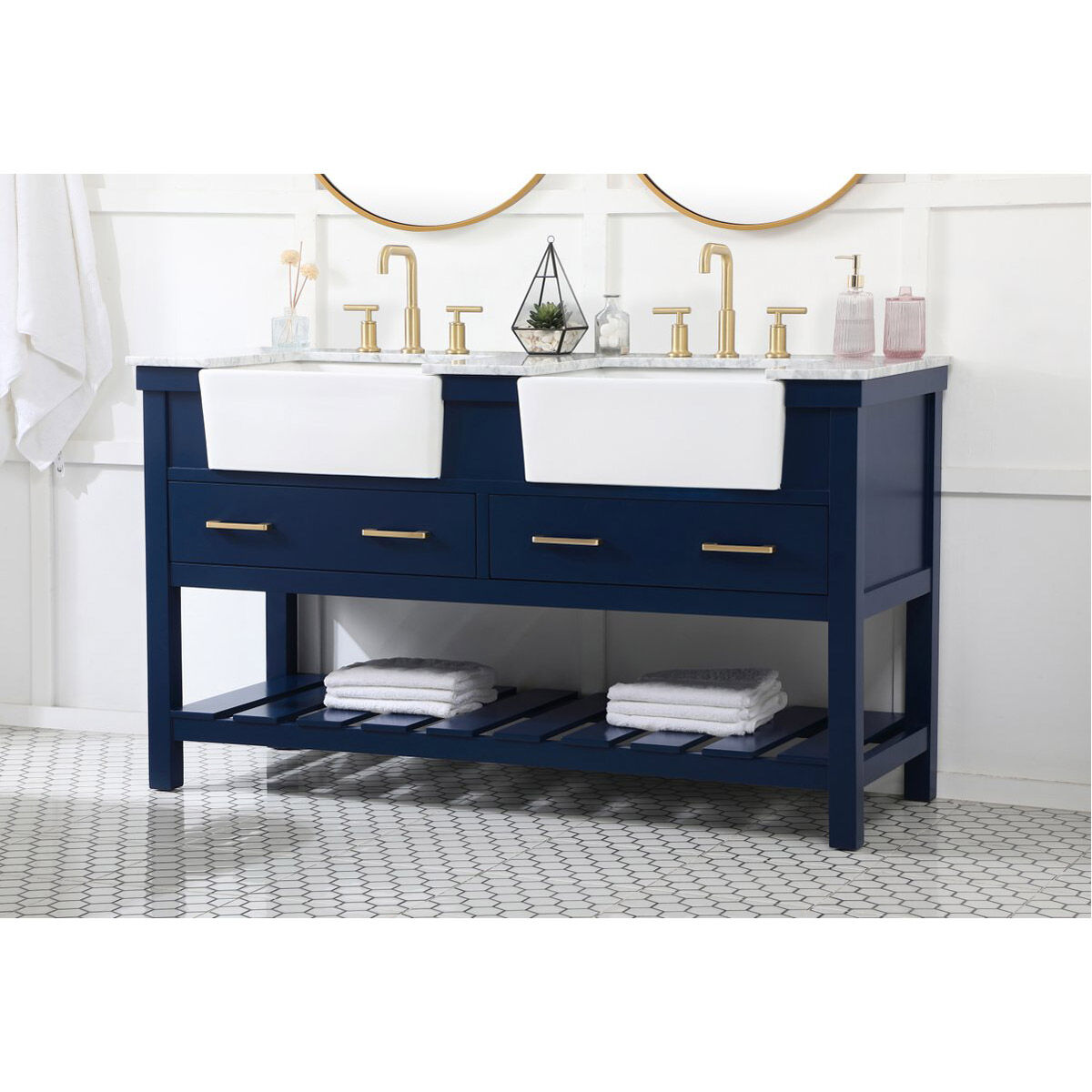 Clement 60 X 22 X 34.13 inch Blue Bathroom Vanity Cabinet