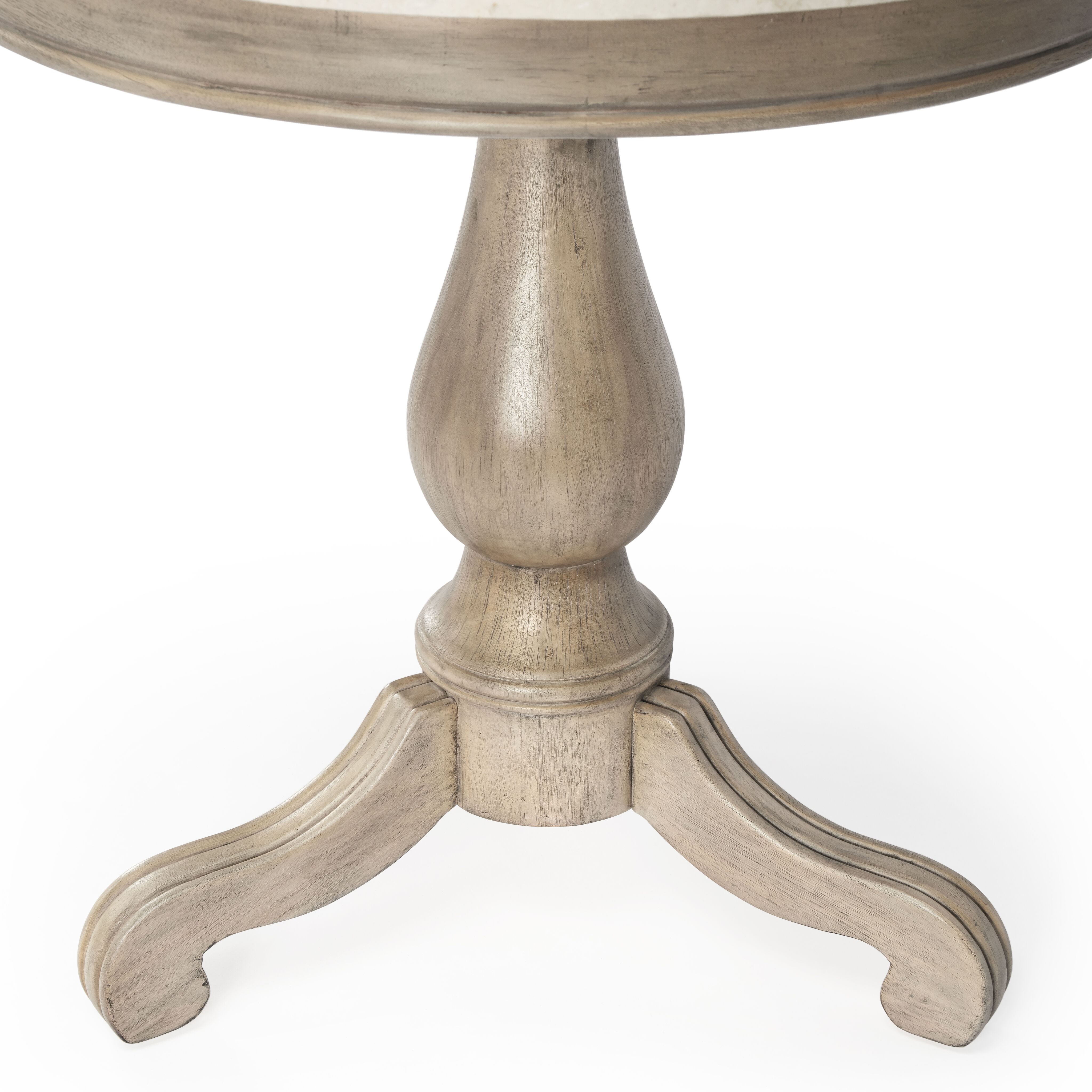 Danielle Marble 24" Pedestal Side Table in Tan/Beige