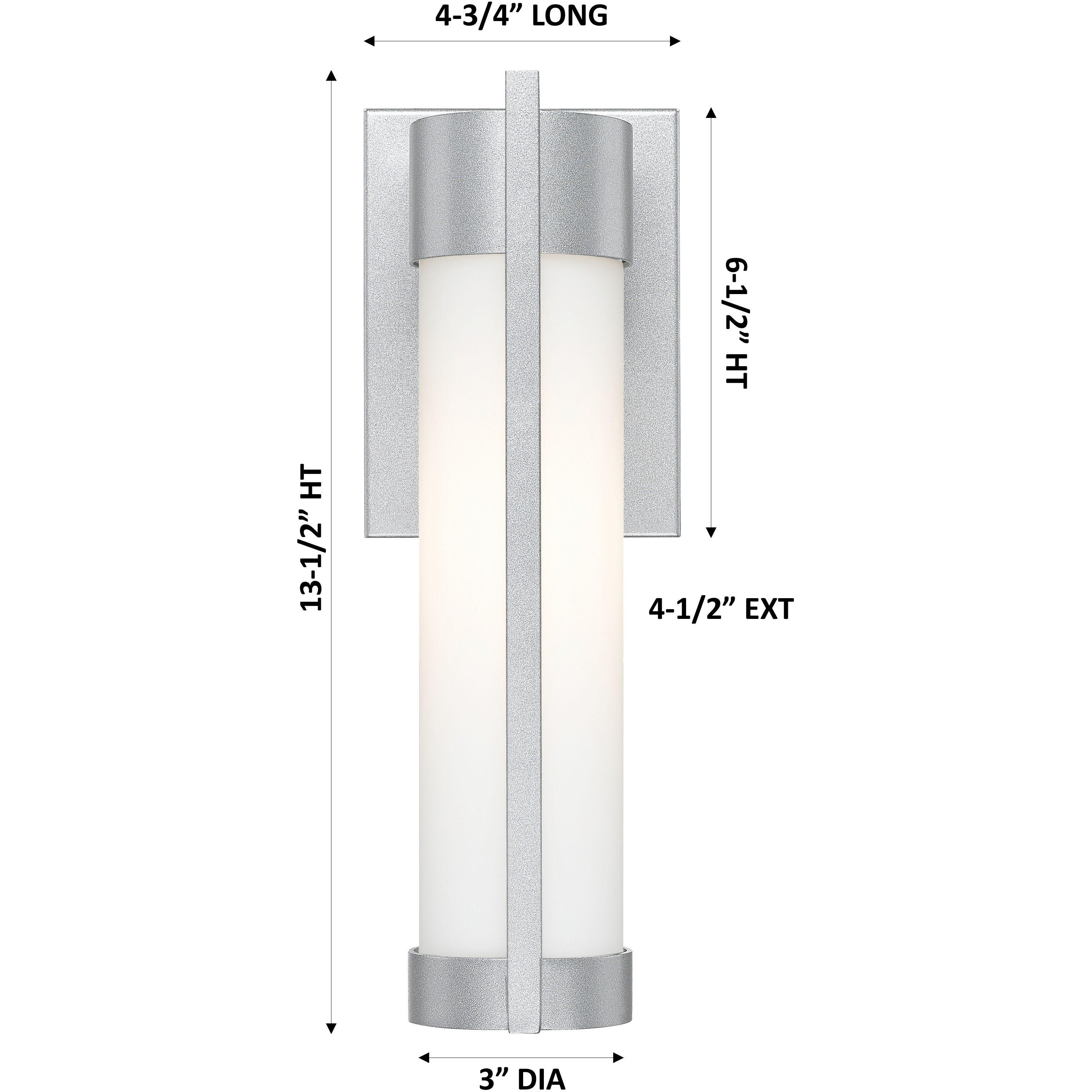 Stratford 1 Light 13.5 inch Silver Outdoor Sconce in White Glass