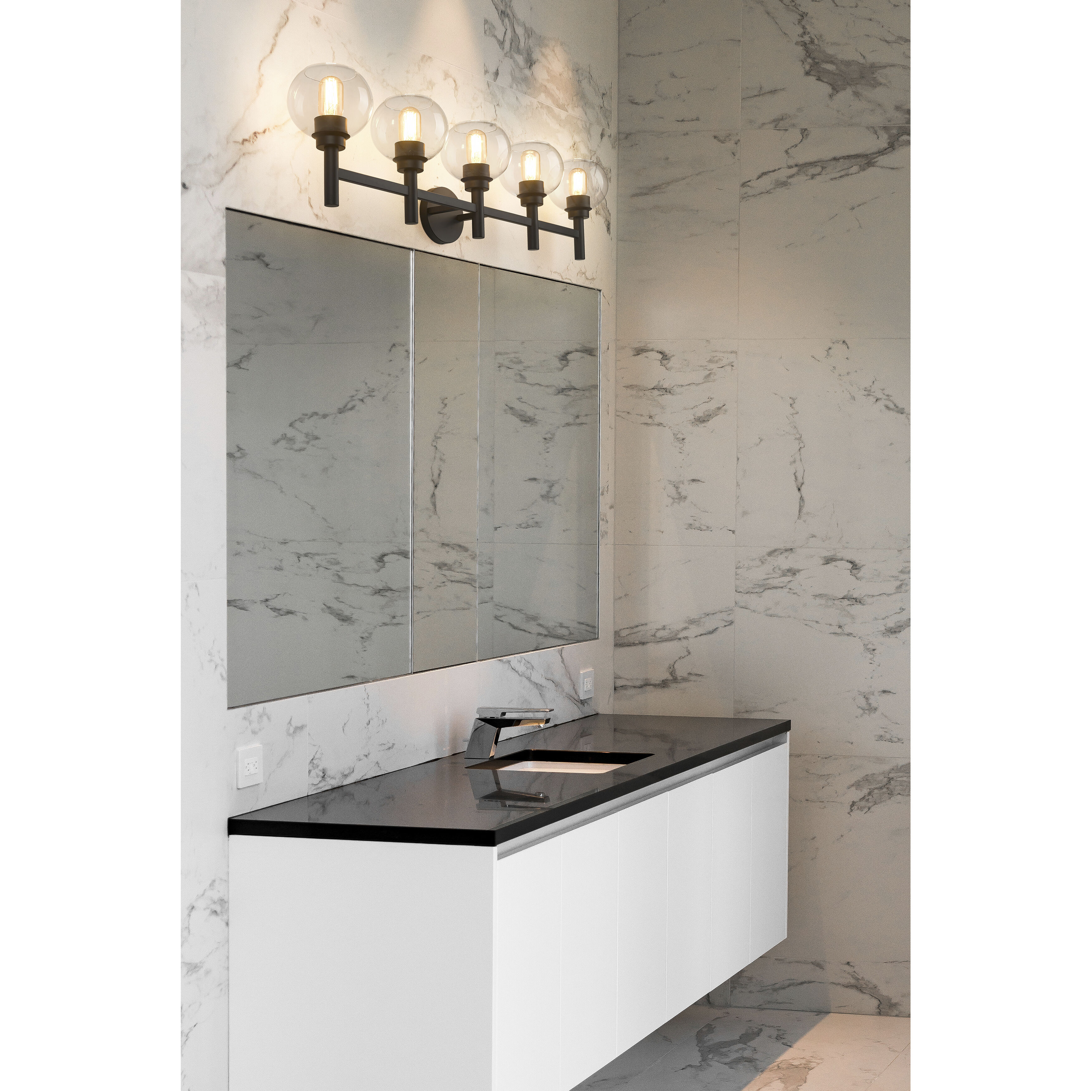 Sutton 5 Light 39.5 inch Matte Black Vanity Wall Light