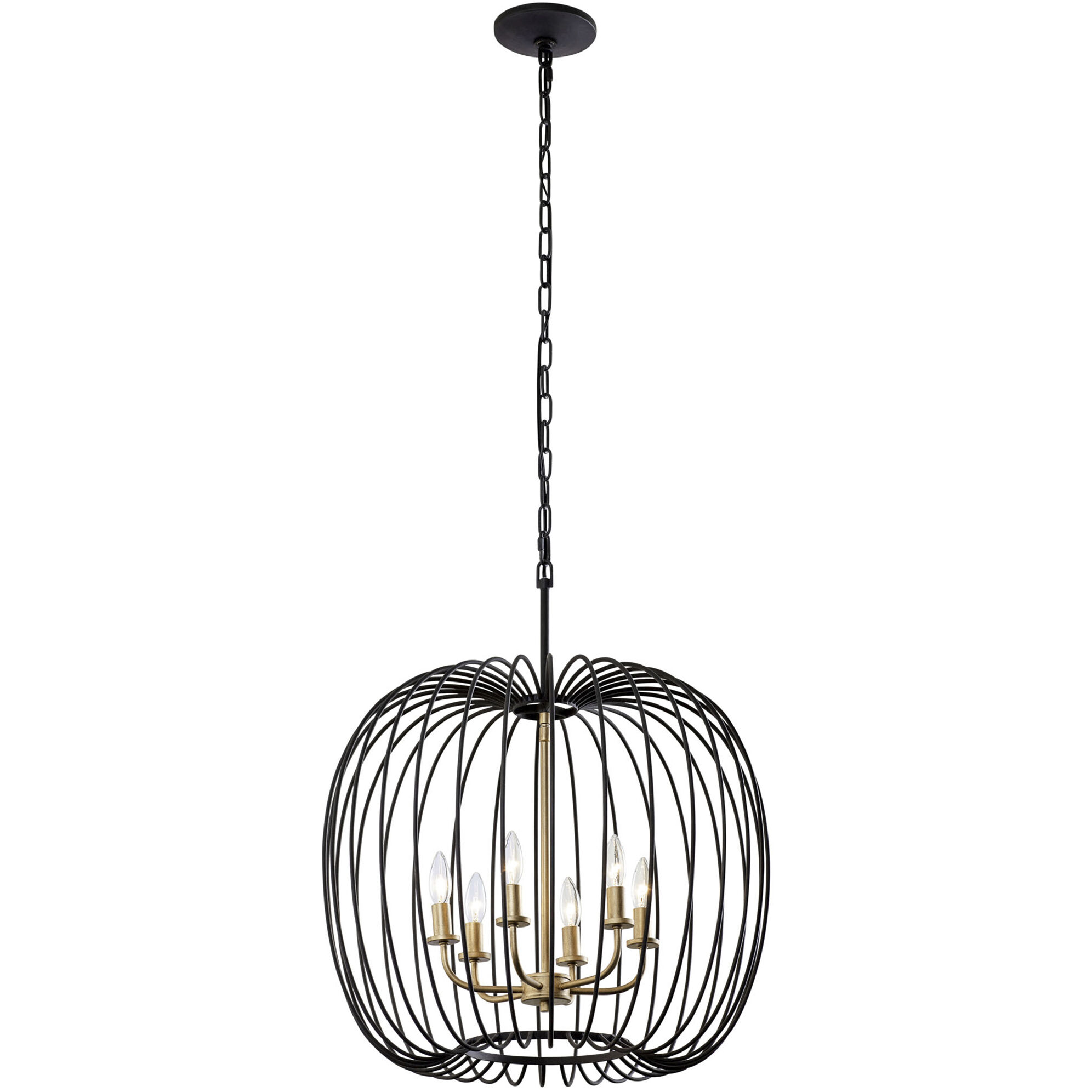 Nico 6 Light 24 inch Carbon and Havana Gold Pendant Ceiling Light
