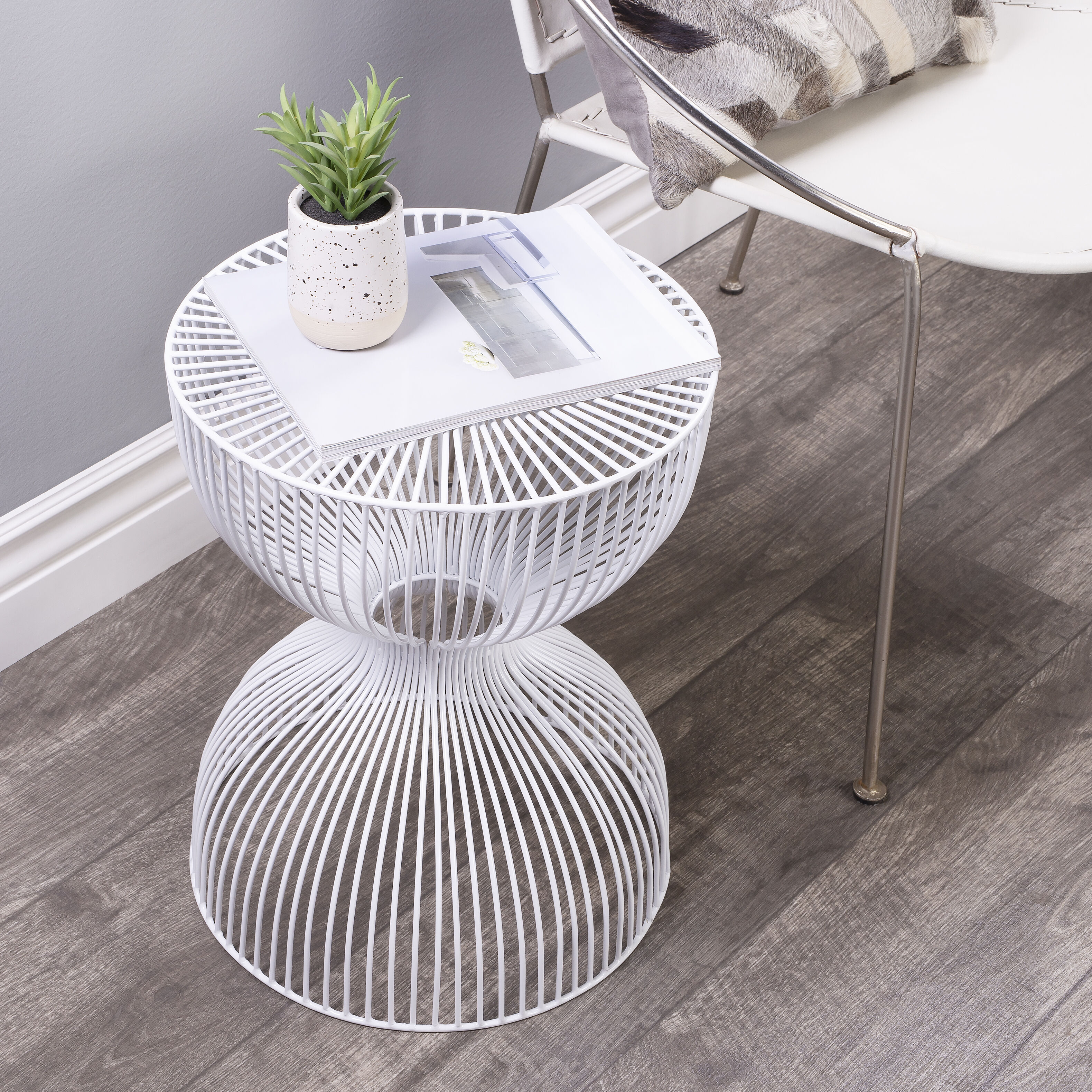 Nicholas White Metal End or Side Table