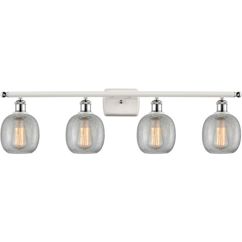 Ballston Belfast LED 36 inch White and Polished Chrome Bath Vanity Light Wall Light in Clear Crackle Glass, Ballston