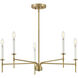 Hux 5 Light 28 inch Lacquered Brass with Warm White Chandelier Ceiling Light