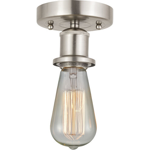 Edison Bare Bulb 1 Light 2 inch Brushed Satin Nickel Semi-Flush Mount Ceiling Light